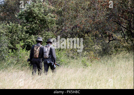 South African anti-poaching task team on patrol.  South Africa. Stock Photo
