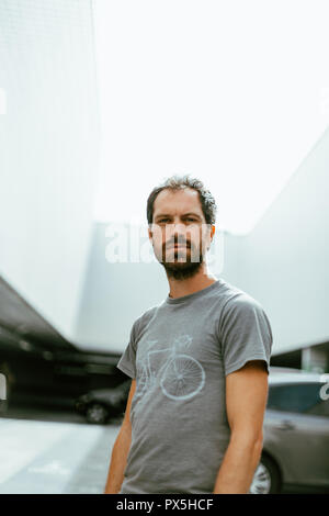 photo of serious looking bearded man Stock Photo