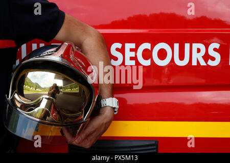 Fire department. Emergency vehicule. France. Stock Photo