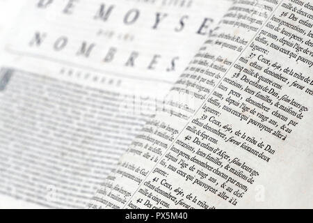 Old bible in French, 1669.  Old Testament. Pentateuch or the Five Books of Moses. Numbers. Stock Photo