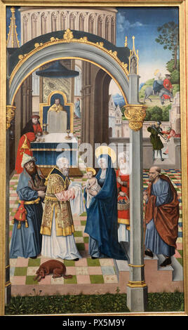 Fine Art museum, Lyon, France. Master of the A.H. Monogram, Netherlands c.1500. The Presentation of Jesus at the synagogue. Stock Photo