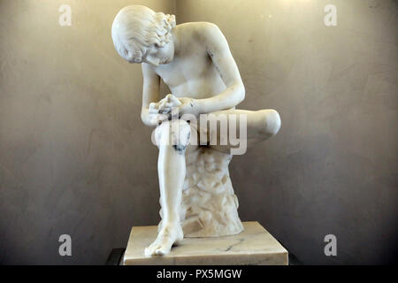 MusŽe des Beaux-Arts, Lyon, France. Fine Art museum, Lyon, France. Abel Dimier, Boy with thorn, Marble. Stock Photo