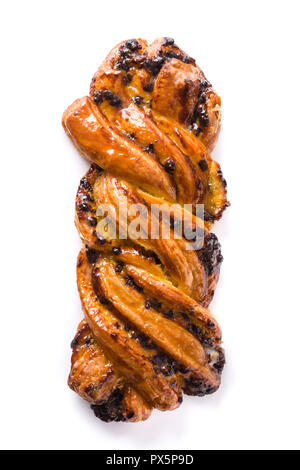 Homemade braid chocolate isolated on white background. Top view Stock Photo