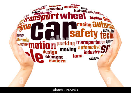 Car word cloud hand sphere concept on white background. Stock Photo