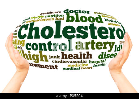 Cholesterol word cloud hand sphere concept on white background. Stock Photo