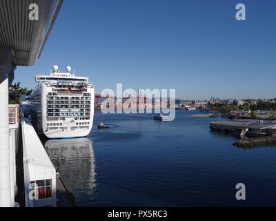 Vancouver Harbour, Sea Bus, Tug Boat and Princess Ruby Cruise Ship, British Columbia, Canada, Brian Martin RMSF, large file size Stock Photo