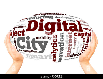 Digital City word cloud  concept on white background. Stock Photo