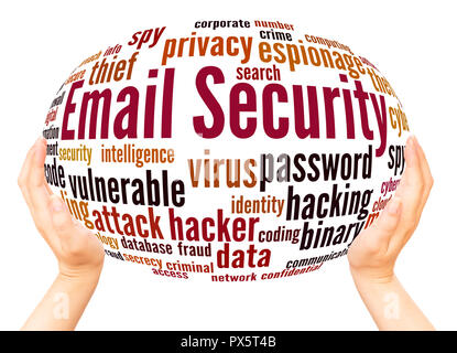 Email Security word cloud hand sphere concept on white background. Stock Photo