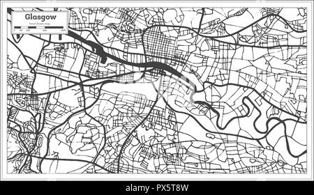 Glasgow Scotland City Map in Retro Style. Outline Map. Vector Illustration. Stock Vector