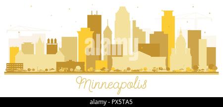 Minneapolis Minnesota USA Skyline Golden Silhouette. Vector Illustration. Stock Vector