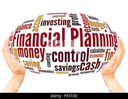 Financial Planning word cloud hand sphere concept on white background. Stock Photo