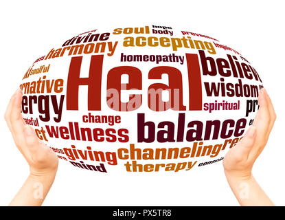 Heal word cloud hand sphere concept on white background. Stock Photo
