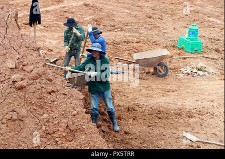 Workers on construction site.  Dalat. Vietnam. Stock Photo
