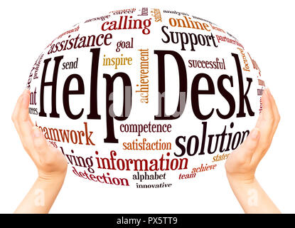 Help Desk word cloud hand sphere concept on white background. Stock Photo