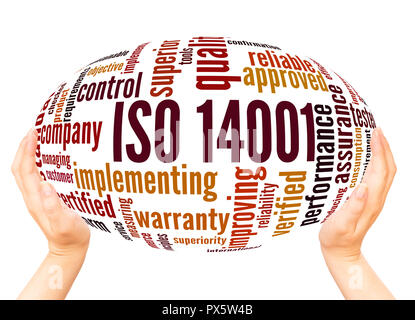 ISO 14001 word cloud hand sphere concept on white background Stock Photo