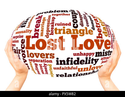 Lost Love word cloud hand sphere concept on white background. Stock Photo