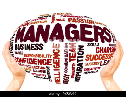 Managers word cloud hand sphere concept on white background. Stock Photo