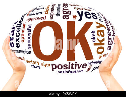 OK word cloud hand sphere concept on white background. Stock Photo