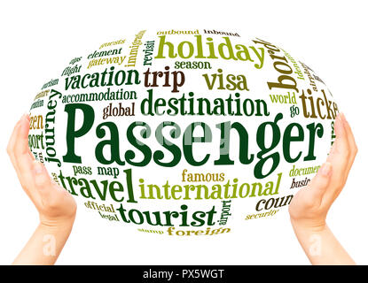 Passenger word cloud hand sphere concept on white background. Stock Photo