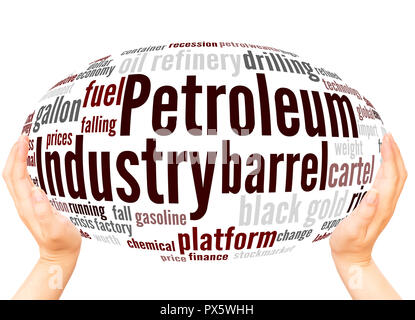 Petroleum Industry word cloud hand sphere concept on white background. Stock Photo