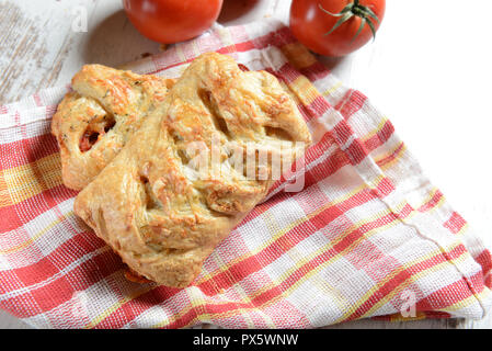 Crusty rolls stuffed with tomatoes and cheese Stock Photo