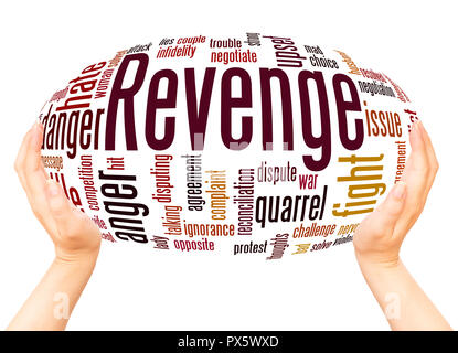 Revenge word cloud hand sphere concept on white background. Stock Photo