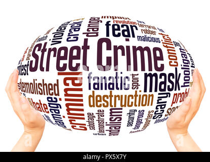 Street Crime word cloud hand sphere concept on white background. Stock Photo