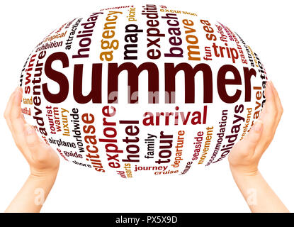 Summer word cloud hand sphere concept on white background. Stock Photo