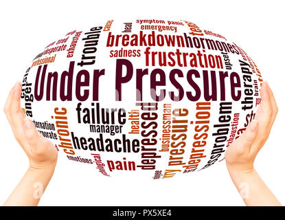Under Pressure word cloud hand sphere concept on white background. Stock Photo