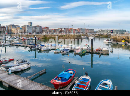 Harbour in Gijon, Asturias, Bay of Biscay, Spain Stock Photo