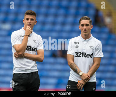 Mason Mount (on loan from Chelsea) of Derby County & Harry Wilson (on loan from Liverpool) of Derby County pre match during the Sky Bet Championship m Stock Photo