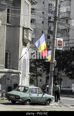 Bucuresti, Blvd Unirii, Romanian flag, Romania, Bucharest Stock Photo