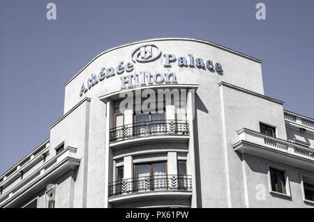 Bucuresti, Cala Victoriei, Athenee Palace Hilton Hotel, Romania, Bucharest Stock Photo