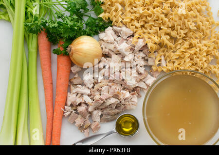Chicken Noodle Soup Ingredients Stock Photo