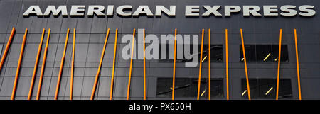 American Express masthead on Shelley Street head office building Sydney NSW Australia. Stock Photo