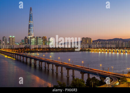 skyline of seoul by Han River in south korea Stock Photo