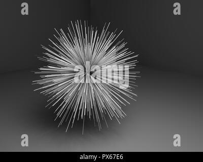 Abstract random star shaped object in dark, 3d render Stock Photo