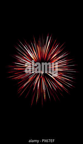 Abstract sharp red star shaped object isolated on black background, vertical 3d render illustration Stock Photo