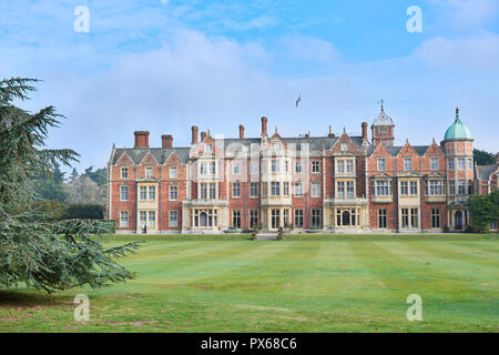 West facade of Sandringham House, the Monarch's country residence at Norfolk, England.
