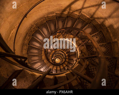 Spiral vintage stairs inside Arc De Triumph , Paris Stock Photo