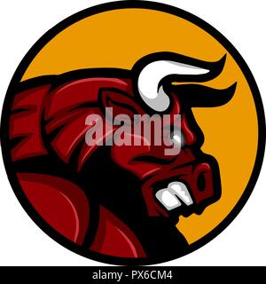 Cartoon Vector illustration of a crazy and angry Bull Stock Vector