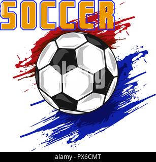 Silhouette of a football ball. Dots, lines, triangles, text, color effects and background on a separate layers, color can be changed in one click. Vector illustration Stock Vector