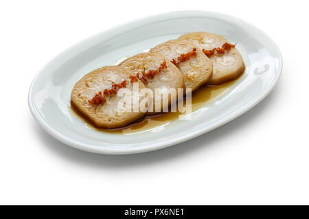osmanthus flavored steamed stuffed lotus root with glutinous rice, chinese food Stock Photo