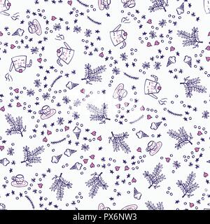 Tea time seamless pattern in purple and pink colors Stock Vector
