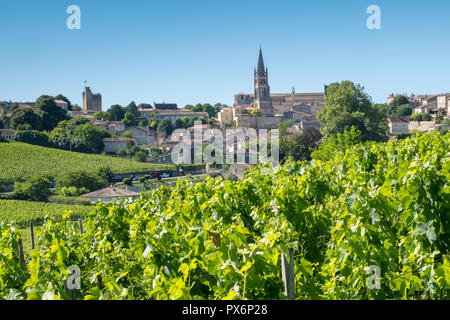 The famous vineyards and town of Saint Emilion, France, Europe Stock Photo