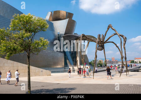 The Guggenheim Museum and Maman spider, Bilbao, Spain, Europe Stock Photo