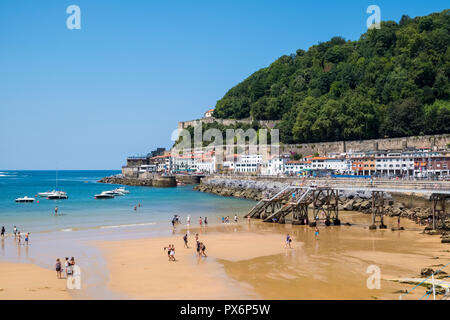 Coastline of San Sebastian, Donostia, in the Basque Country, Spain, Europe in summer Stock Photo