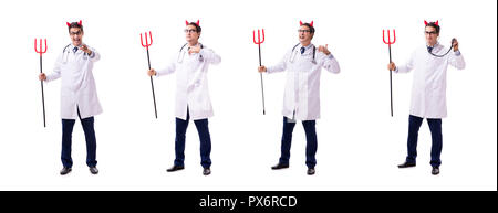 Devil doctor in funny medical concept isolated on white background Stock Photo