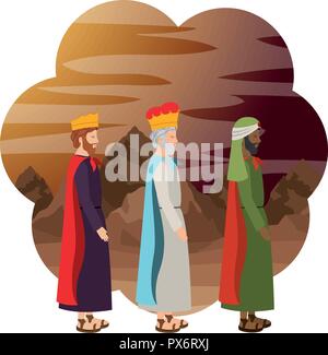 wise kings manger characters Stock Vector