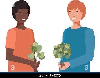 men gardeners smiling avatar character Stock Vector